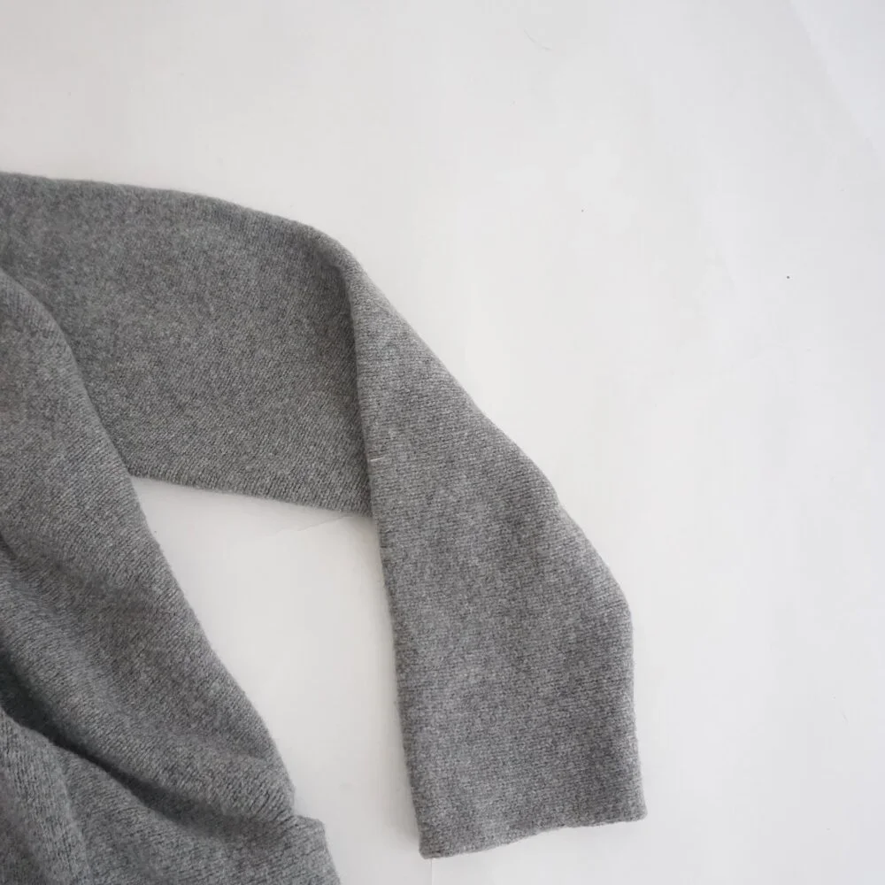 Eileen Fisher Gray Open Front Knit Cardigan Minimalist Drape Soft Classic L - Picture 5 of 10